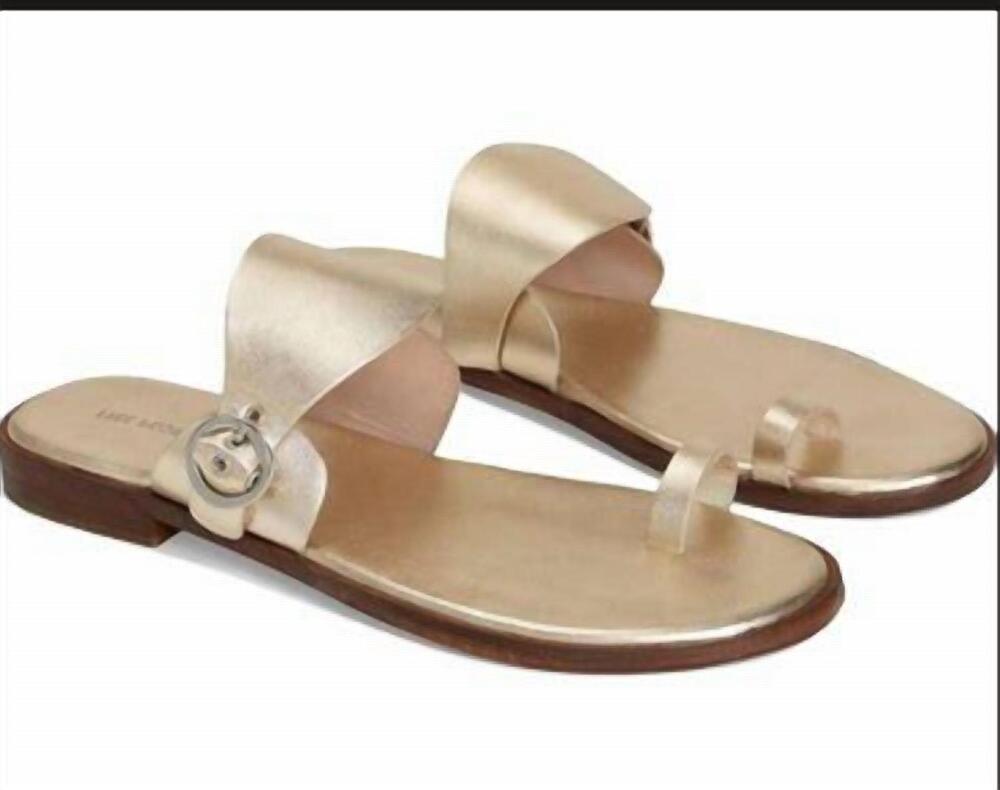 NEW FREE PEOPLE women's barcelona slip-on sandals in gold